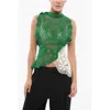 The Row Crochet Asymmetric Chrysta Top In Green