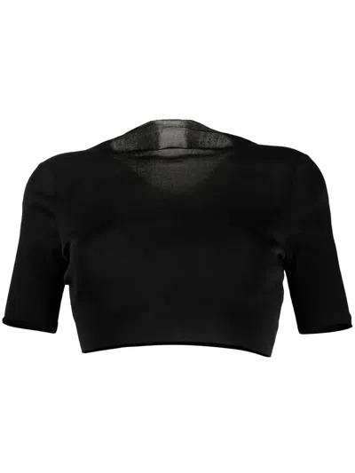 The Row Cropped Short-sleeve Top In Black