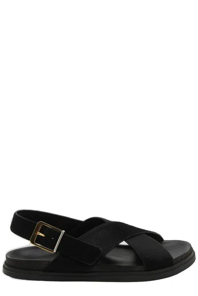 The Row Crossover Strapped Sandals In Black