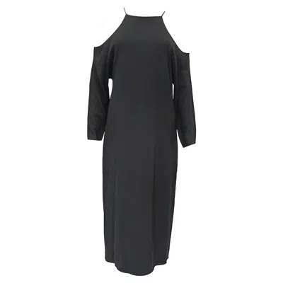 The Row Cutout Shoulder Midi Dress In Black Viscose