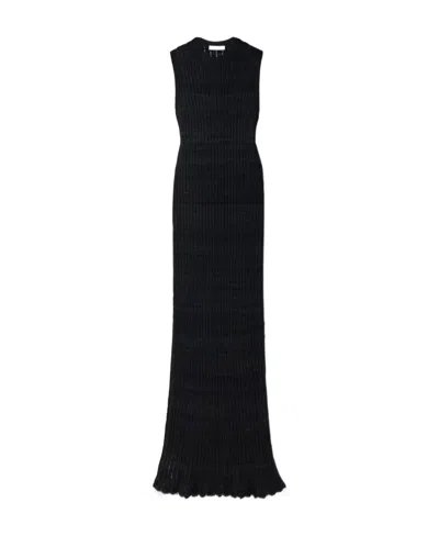The Row Cutro Hollow Knitted Extra-long Dress In Black