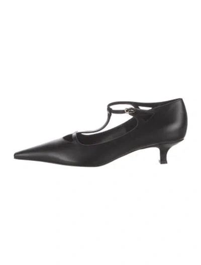Pre-owned The Row Cyd Leather T-strap Pumps In Black