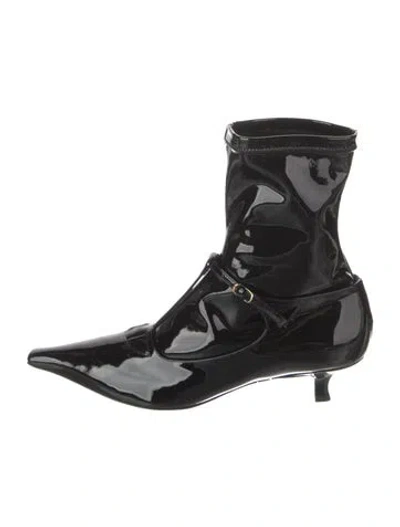 Pre-owned The Row Cyd Patent Leather Boots In Black