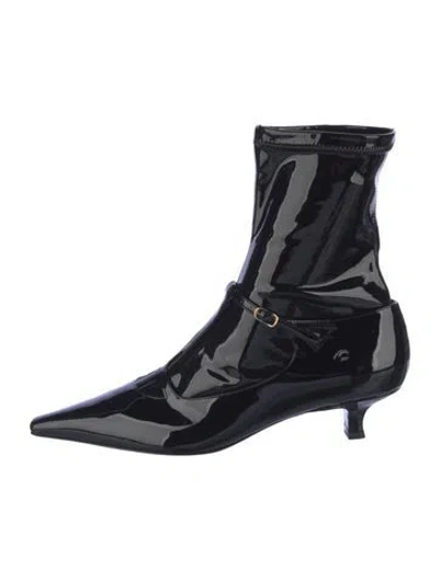 Pre-owned The Row Cyd Patent Leather Sock Boots In Black