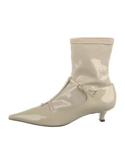 Pre-owned The Row Cyd Patent Leather Sock Boots In Neutral