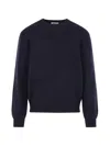The Row Dark Navy Solid Sweater In Blue