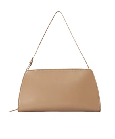 The Row Dalia Shiny Kid Leather Shoulder Bag In Warm Chestnut