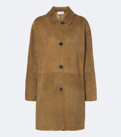The Row Damir Suede Coat In Brown