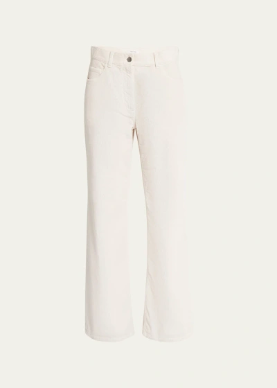 The Row Dan Corduroy Straight-leg Pants In Off White