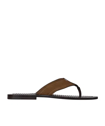 The Row Biscuit Suede Dan Thong Slippers In Blue
