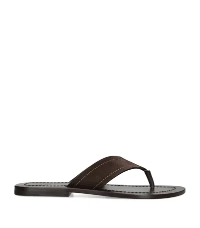 The Row Dan Leather Flip Flops In Brown