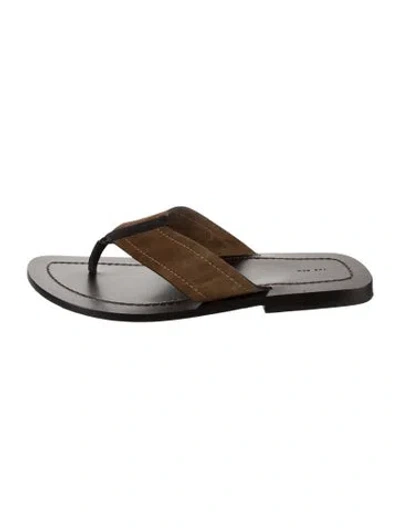 Pre-owned The Row Dan Leather Flip Flops In Brown