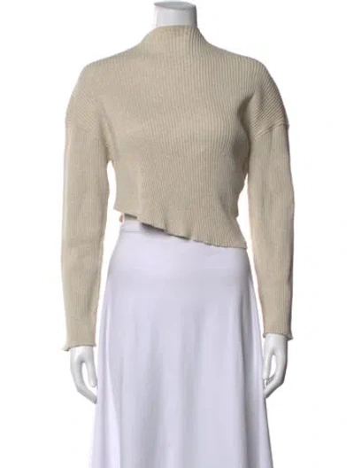 Pre-owned The Row Danana Sweater Mock Neck Crop Top In Neutrals