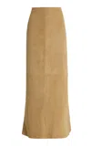 The Row Danas Suede Maxi Wrap Skirt In Neutral