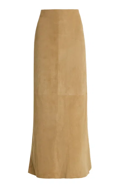 The Row Danas Suede Maxi Wrap Skirt In Neutral