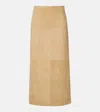 The Row Danas Paneled Suede Midi Skirt In Neutral