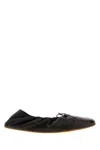 The Row Charcoal Leather Awar Ballerinas In Black