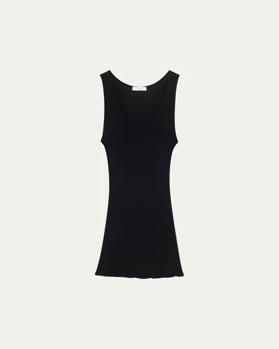 The Row Danel Wool-silk Rib Tank Top In Black