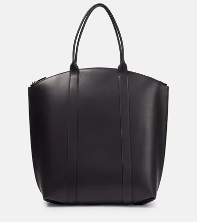 The Row Dante Leather Tote In Black