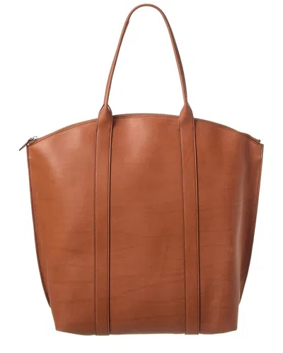 The Row Dante Leather Tote, Brown