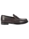 The Row Leather Loafers Stitched Detailing In Dark Brown