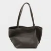 The Row Dark Brown Leather Park Tote Three Stich In Brown