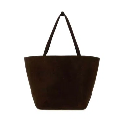 The Row Dark Brown Suede Park Tote Three Shopping Bag Mochaans Exterior: Lamb Lining: Calf Borse A Mano