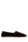 The Row Dark Green Velvet Ponti Ballerinas In Animal Print