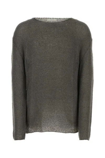 The Row Dark Grey Silk Blend Flavio Sweater