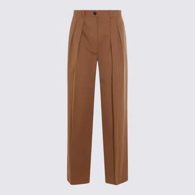 The Row Dark Sand Cotton Pants In Brown