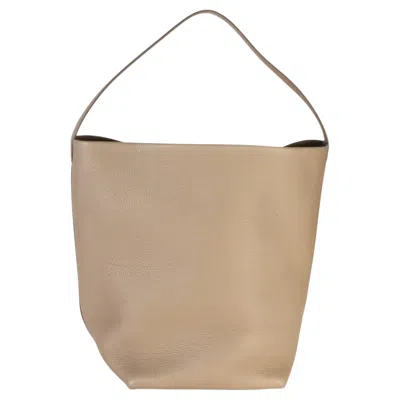 Pre-owned The Row Dark Taupe Grained Calfskin Large N/s Park Tote In Brown