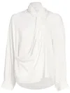 The Row Darnelle Silk Blouse With Neck Panel In Weiss
