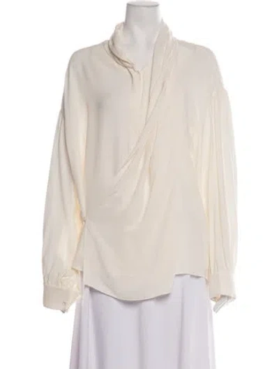 Pre-owned The Row 'darnelle' Silk Blouse In Neutrals