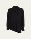The Row Darnelle Silk Blouse With Neck Panel In Black