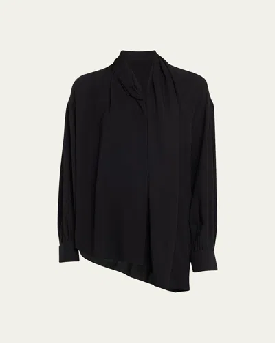 The Row Darnelle Silk Blouse With Neck Panel In Black