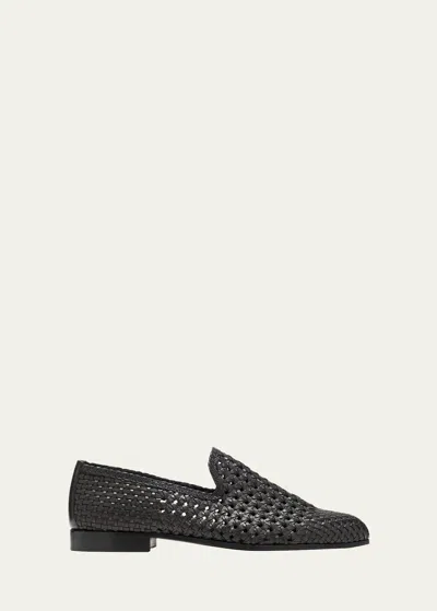 The Row Davis Woven Leather Ballerina Loafers In Black