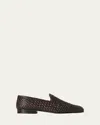 The Row Davis Woven Leather Ballerina Loafers In Dark Brown
