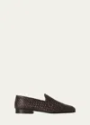 The Row Davis Woven Leather Ballerina Loafers In Dbr Dark Brown