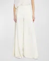 The Row Dela Mid-rise Wide-leg Wool Crepe Pants In Ivory