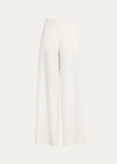 The Row Dela Mid-rise Wide-leg Wool Crepe Pants In White