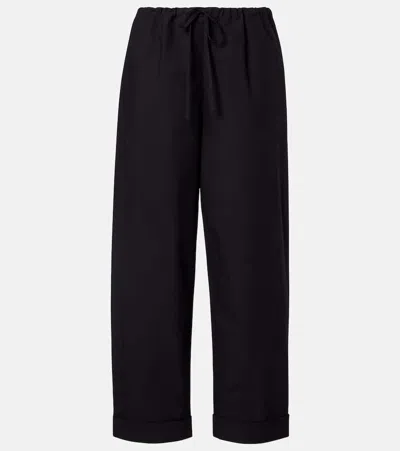 The Row Delano Cotton Straight Pants In Black