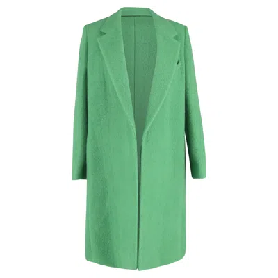 The Row Demi Open Coat In Green Alpaca Wool