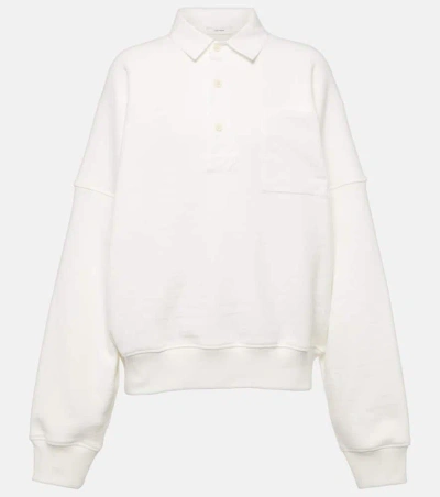 The Row Dende Cotton-blend Terry Polo Sweater In Milk