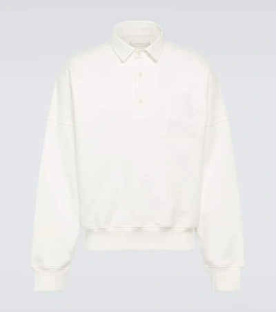 The Row Dende Cotton-blend Terry Polo Sweatshirt In White