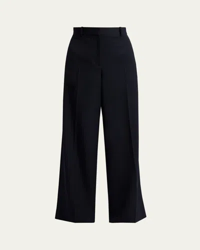 The Row Dender Straight-leg Wool Gabardine Pants In Black