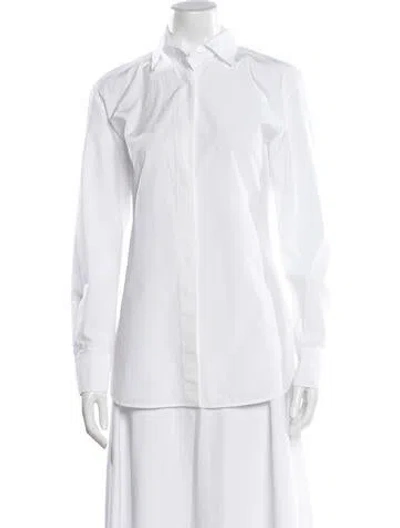 Pre-owned The Row 'derica' Long Sleeve Button-up Top In White