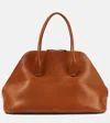The Row Devon Leather Tote In Brown