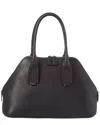 The Row Devon Medium Leather Tote In Black