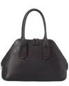 The Row Devon Medium Leather Tote In Black