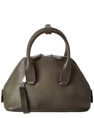The Row Devon Mini Leather Satchel In Grey